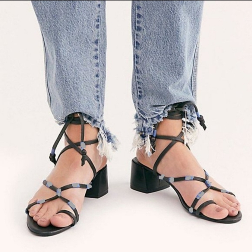 Free People Hermosa low block heel ankle strap toe loop sandals